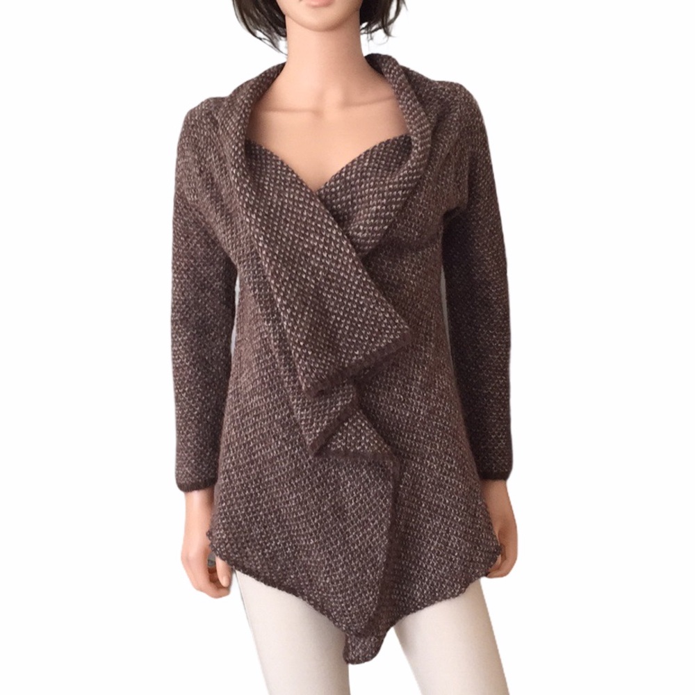 Chiaramente cascading shawl open front cardigan made in Italy